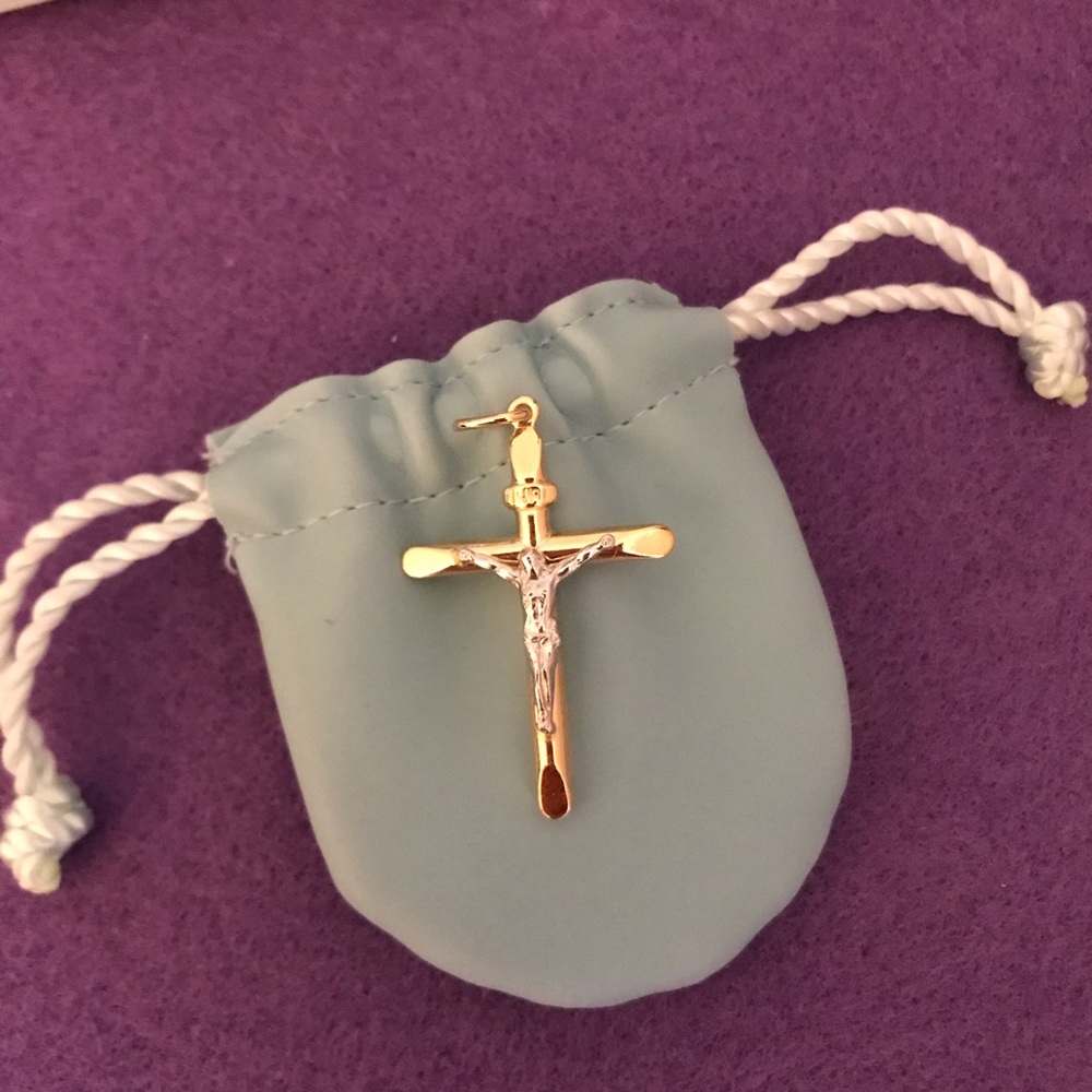 Ross-Simons 18kt Gold (W/Y) Crucifix Pendant **Price Is Firm** - Picture 2 of 5